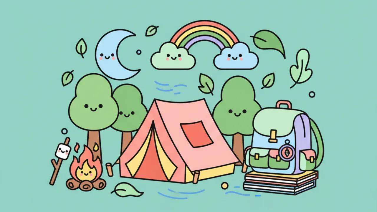 Dibujos de Naturaleza y Acampada Kawaii para Colorear