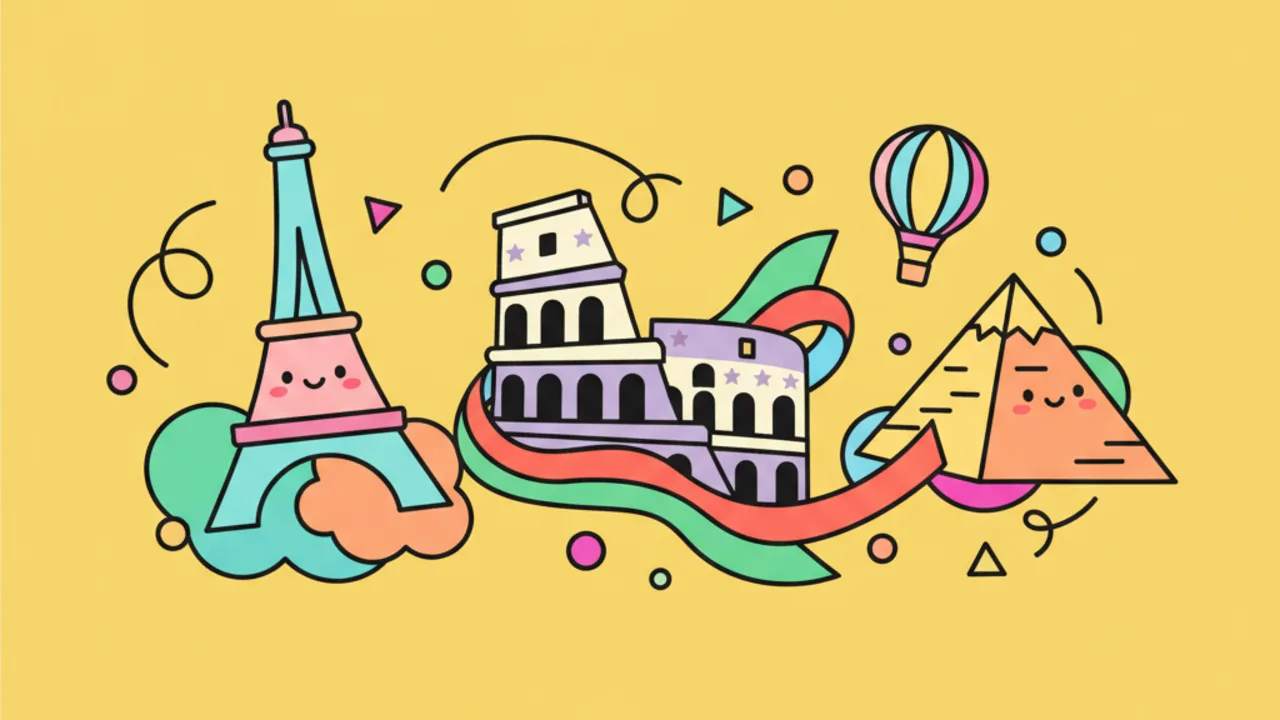 Actividades para Colorear: Monumentos Famosos Versión Kawaii