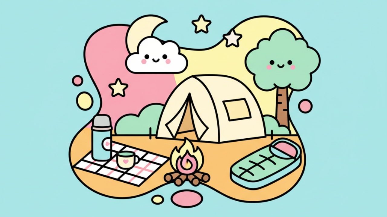 Dibujos de Acampamento Kawaii para Colorear y Relajarse
