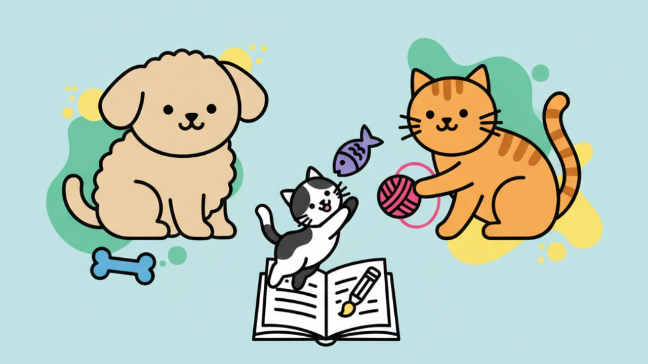 Dibujos Educativos de Perros y Gatos para Colorear