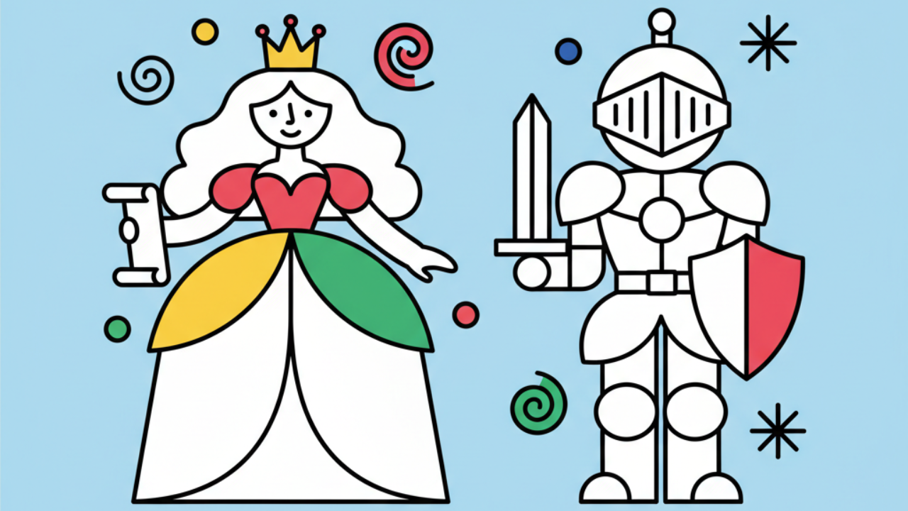 Dibujos de cuentos de hadas en line art para pintar en casa