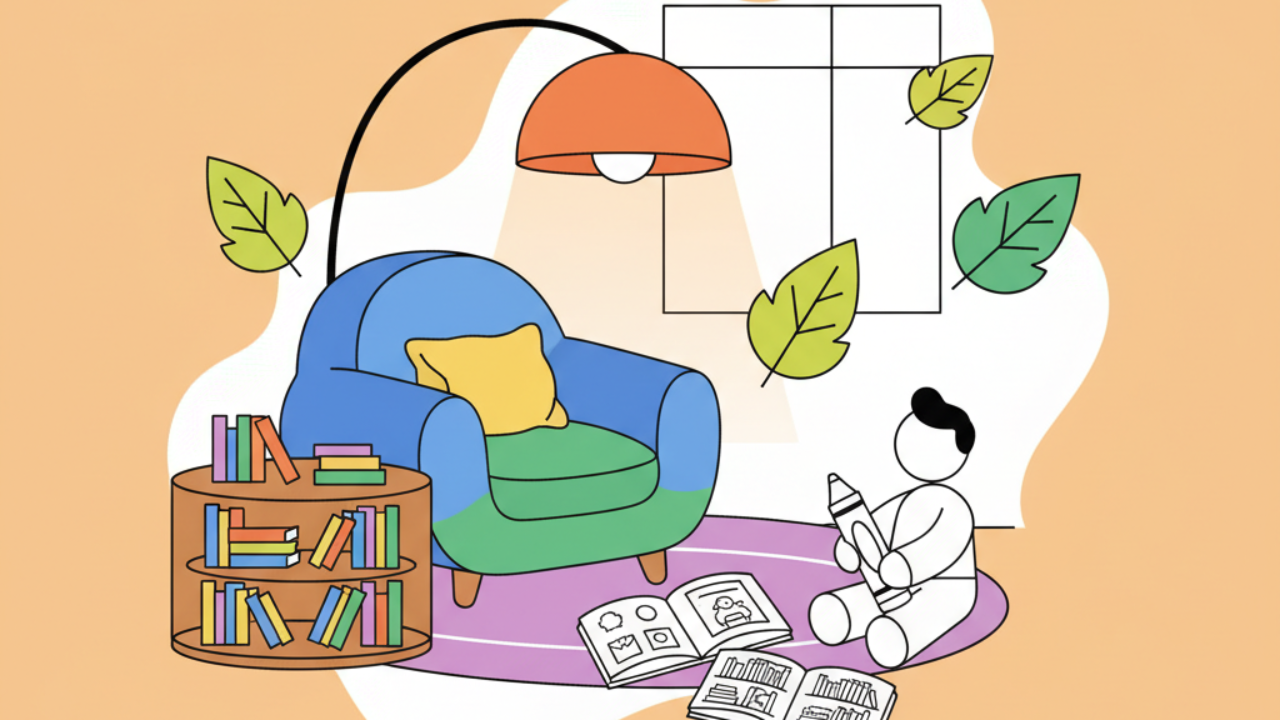Dibujos de Rincones de Lectura y Estudio para Colorear