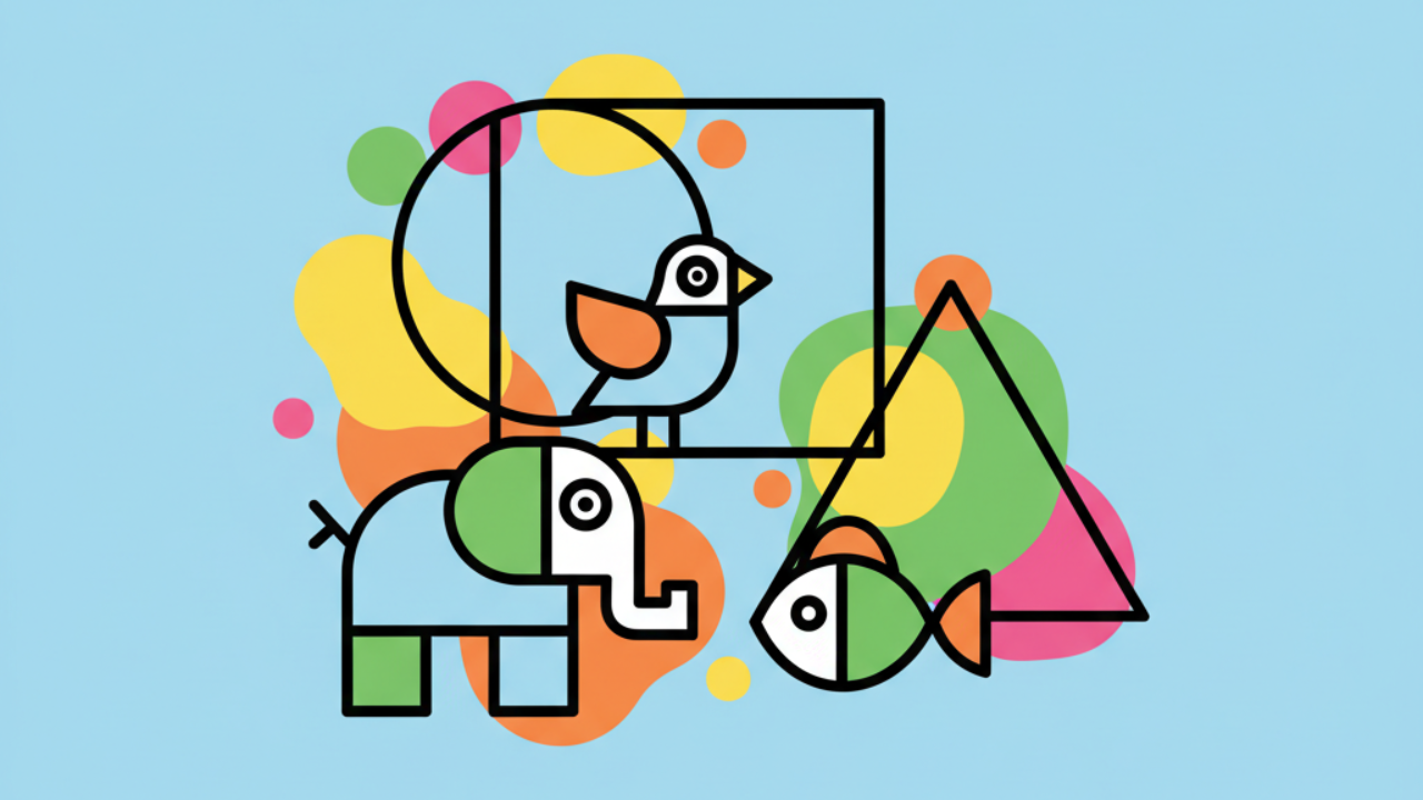 Actividades de pintura infantil con formas geométricas