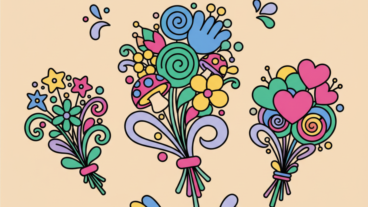 Ramos de flores encantados: dibujos lindos para colorear