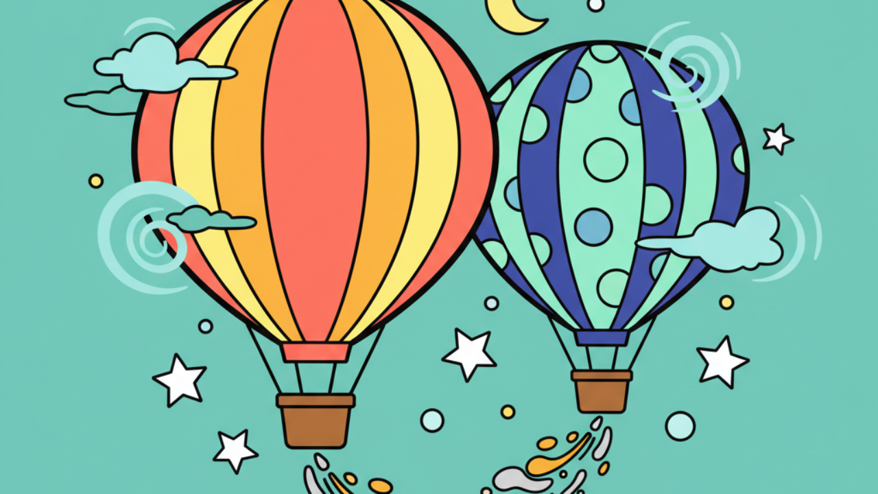 Dibujos Lindos de Globos y Cielo Estrellado para Colorear