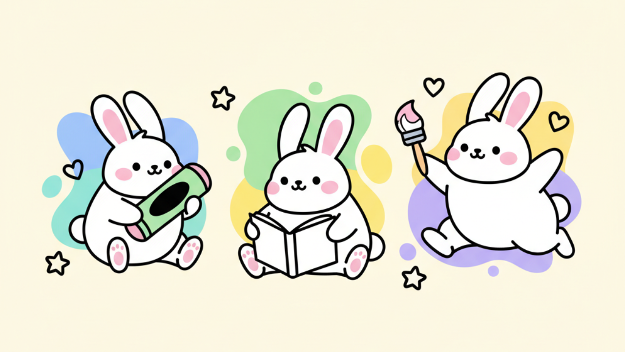 Conejos Kawaii Tiernos para Colorear: Actividades Infantiles