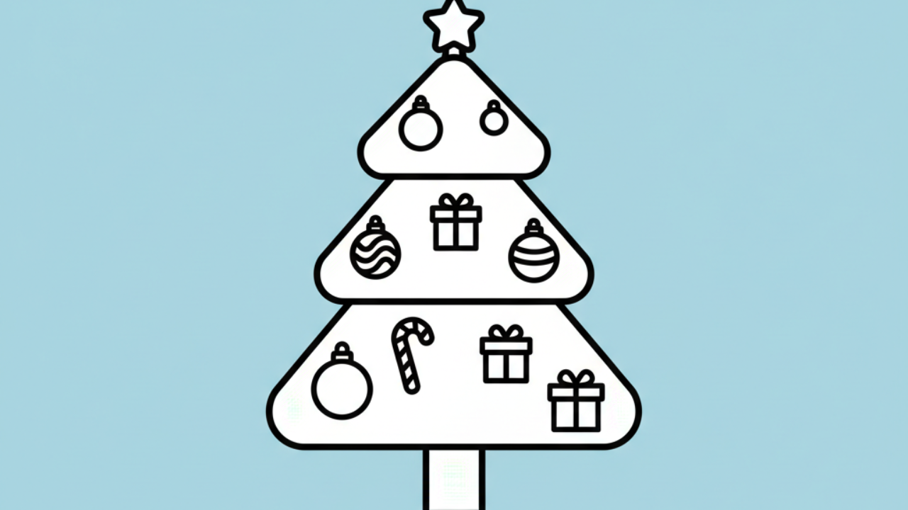 Dibujos Educativos: Árbol de Navidad Tierno para Colorear