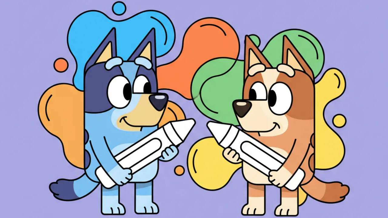 Bandit y Chilli para Colorear: Dibujos de la Familia Bluey