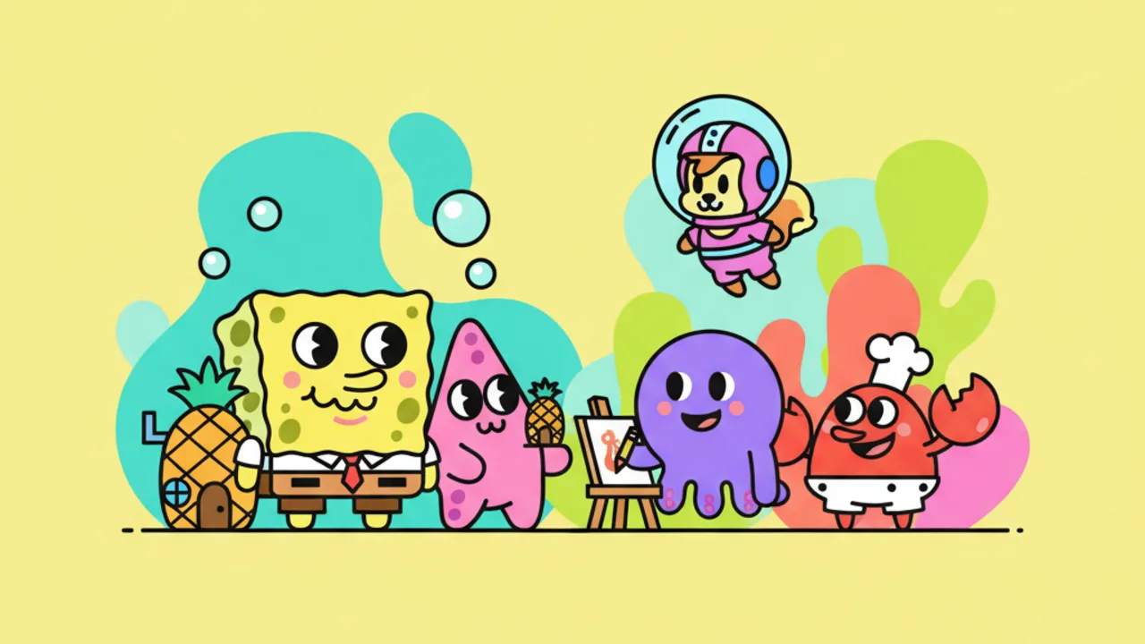 Dibujos para Colorear de Bob Esponja y sus Amigos Versión Cute