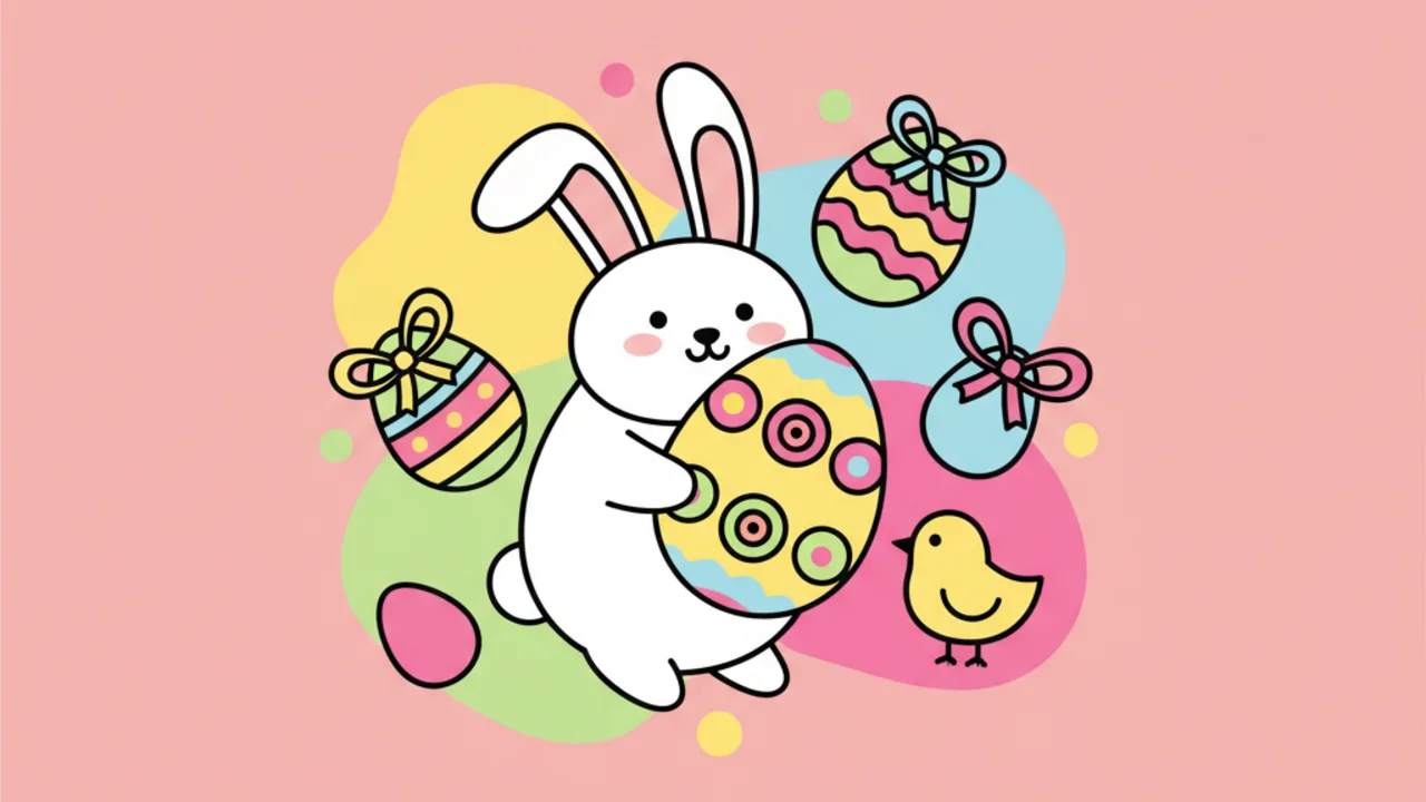 Pascua para Colorear: Dibujos Lindos de Animales y Huevos