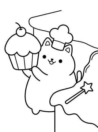 Pandy Gato en la Cocina Mágica para colorir Desenho de Pandy Gato en la Cocina Mágica para colorir e imprimir grátis