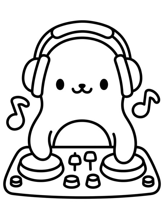 DJ Rantantán con Auriculares para colorir Desenho de DJ Rantantán con Auriculares para colorir e imprimir grátis