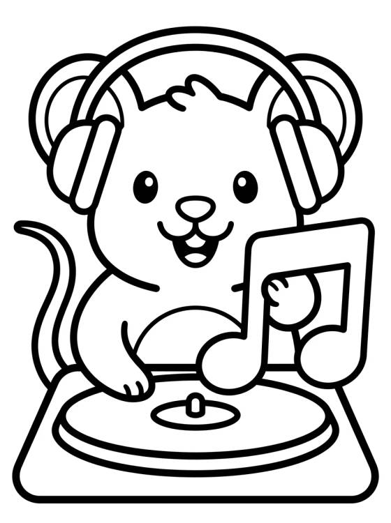 DJ Gato con sus Auriculares para colorir Desenho de DJ Gato con sus Auriculares para colorir e imprimir grátis