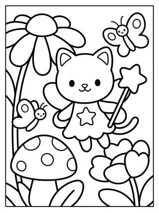 Hada Gatina en el Jardín Mágico para colorir Desenho de Hada Gatina en el Jardín Mágico para colorir e imprimir grátis