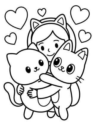 Gabby y Pandy Patas Abrazados para colorir Desenho de Gabby y Pandy Patas Abrazados para colorir e imprimir grátis