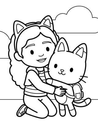 Gabby y Pandy Patas Abrazados para colorir Desenho de Gabby y Pandy Patas Abrazados para colorir e imprimir grátis