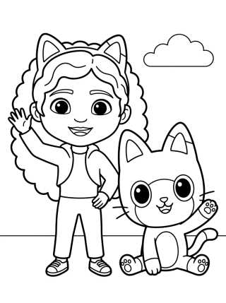 Gabby y Pandy Patas Sonriendo para colorir Desenho de Gabby y Pandy Patas Sonriendo para colorir e imprimir grátis
