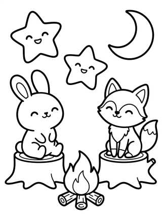 Animales Aventureros Mirando las Estrellas para colorir Desenho de Animales Aventureros Mirando las Estrellas para colorir e imprimir grátis
