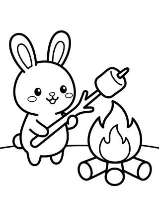 Asando Marshmallows en la Fogata para colorir Desenho de Asando Marshmallows en la Fogata para colorir e imprimir grátis