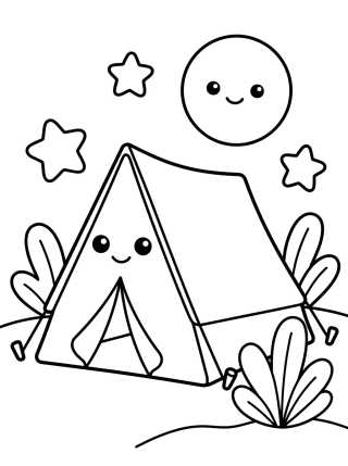Tienda de Campaña bajo las Estrellas para colorir Desenho de Tienda de Campaña bajo las Estrellas para colorir e imprimir grátis