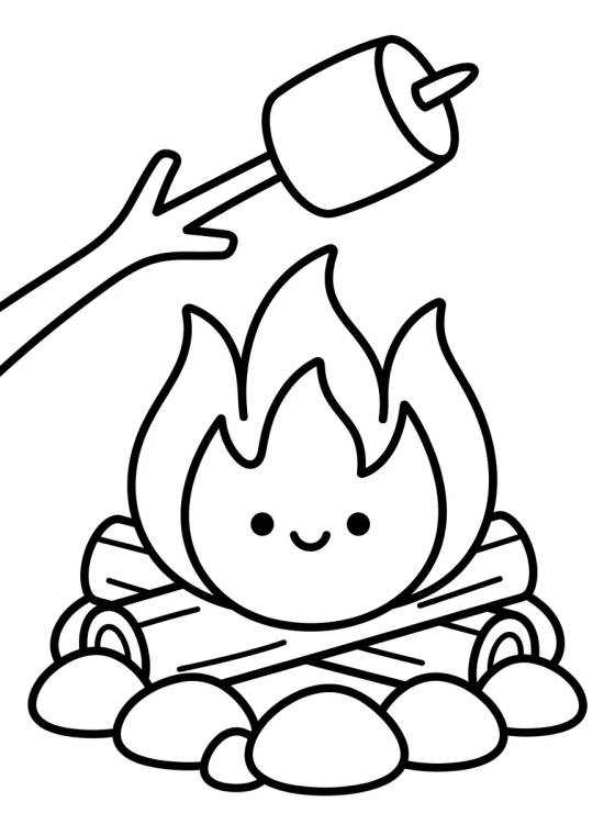 Fogata de Campamento con Marshmallow para colorir Desenho de Fogata de Campamento con Marshmallow para colorir e imprimir grátis