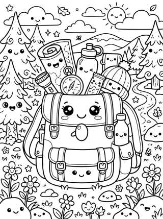 Mochila de Acampada Sonriente para colorir Desenho de Mochila de Acampada Sonriente para colorir e imprimir grátis
