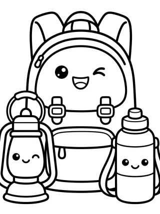 Mochila de Aventura y Equipos Lindos para colorir Desenho de Mochila de Aventura y Equipos Lindos para colorir e imprimir grátis