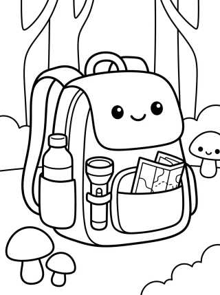 Mochila de Aventura en el Bosque para colorir Desenho de Mochila de Aventura en el Bosque para colorir e imprimir grátis