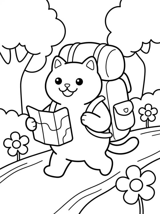 Mochilero Feliz en el Sendero para colorir Desenho de Mochilero Feliz en el Sendero para colorir e imprimir grátis