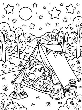 Pajarito Acampando Bajo las Estrellas para colorir Desenho de Pajarito Acampando Bajo las Estrellas para colorir e imprimir grátis