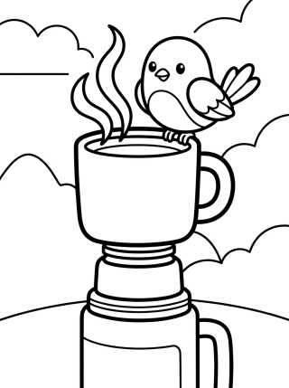 Pajarito en el Merienda de Campamento para colorir Desenho de Pajarito en el Merienda de Campamento para colorir e imprimir grátis