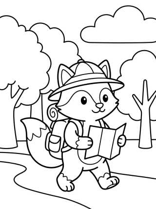 Zorrito Explorador con Mochila para colorir Desenho de Zorrito Explorador con Mochila para colorir e imprimir grátis
