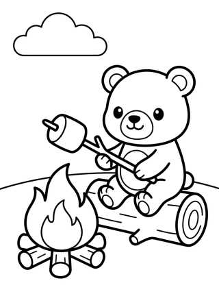Osito Asando Malvaviscos para colorir Desenho de Osito Asando Malvaviscos para colorir e imprimir grátis