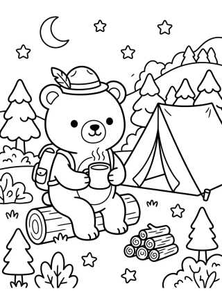 Osito Aventurero en el Campamento para colorir Desenho de Osito Aventurero en el Campamento para colorir e imprimir grátis