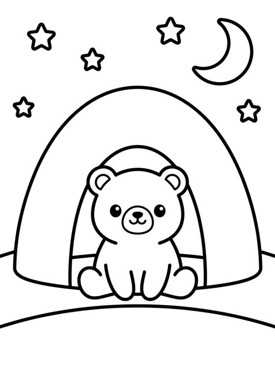 Osito Kawaii en la Tienda de Campaña para colorir Desenho de Osito Kawaii en la Tienda de Campaña para colorir e imprimir grátis