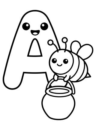 Coleção de desenhos para colorir: Alfabeto Kawaii para Colorear