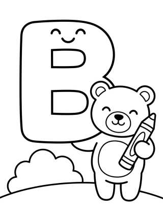 Letra B con Osito Amigo para colorir Desenho de Letra B con Osito Amigo para colorir e imprimir grátis