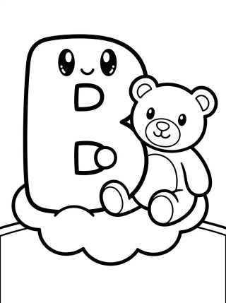 Letra B con Osito Tierno para colorir Desenho de Letra B con Osito Tierno para colorir e imprimir grátis