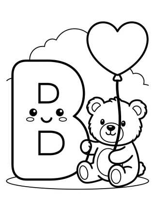 Letra B y Osito de Peluche para colorir Desenho de Letra B y Osito de Peluche para colorir e imprimir grátis