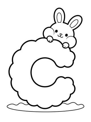 Letra C com Conejito Tierno para colorir Desenho de Letra C com Conejito Tierno para colorir e imprimir grátis