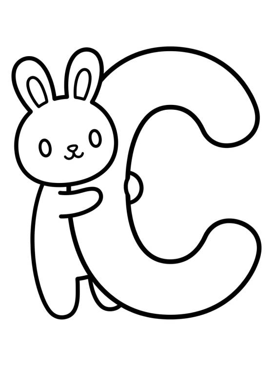 Letra C con Conejo Tierno para colorir Desenho de Letra C con Conejo Tierno para colorir e imprimir grátis