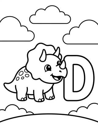 Letra D con Dinosaurio Bebé para colorir Desenho de Letra D con Dinosaurio Bebé para colorir e imprimir grátis