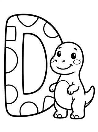 Letra D con Dinosaurio para colorir Desenho de Letra D con Dinosaurio para colorir e imprimir grátis