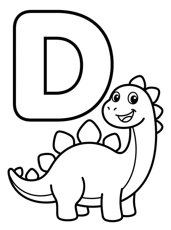 Letra D con Dinosarurio Bebé para colorir Desenho de Letra D con Dinosarurio Bebé para colorir e imprimir grátis