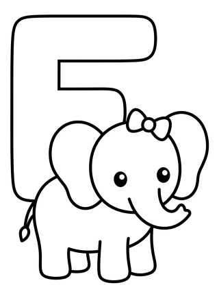 Letra E con Elefante para colorir Desenho de Letra E con Elefante para colorir e imprimir grátis