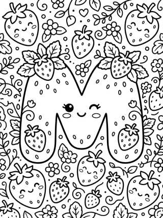 Letra M de Fresita Dulce para colorir Desenho de Letra M de Fresita Dulce para colorir e imprimir grátis
