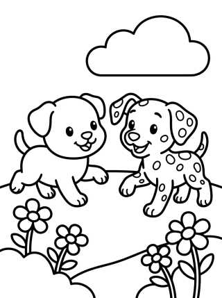 Bingo y Chloe Jugando para colorir Desenho de Bingo y Chloe Jugando para colorir e imprimir grátis