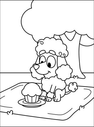Coco la Poodle Rosa de Pícnic para colorir Desenho de Coco la Poodle Rosa de Pícnic para colorir e imprimir grátis