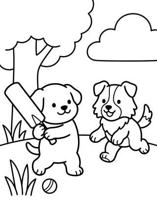 Rusty e Mackenzie Jugando Cricket para colorir Desenho de Rusty e Mackenzie Jugando Cricket para colorir e imprimir grátis