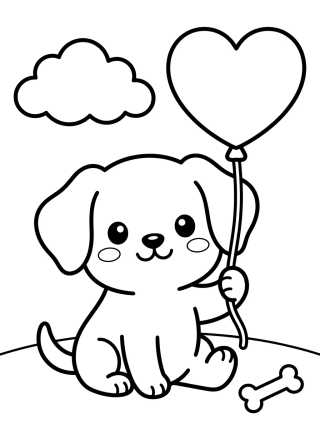 Perrito con Globo de Corazón para colorir Desenho de Perrito con Globo de Corazón para colorir e imprimir grátis